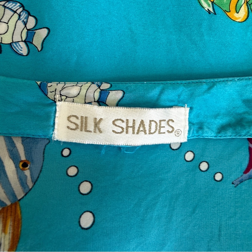 Vintage Silk Shades Fish Print Silk Nightgown S - Picture 3 of 8